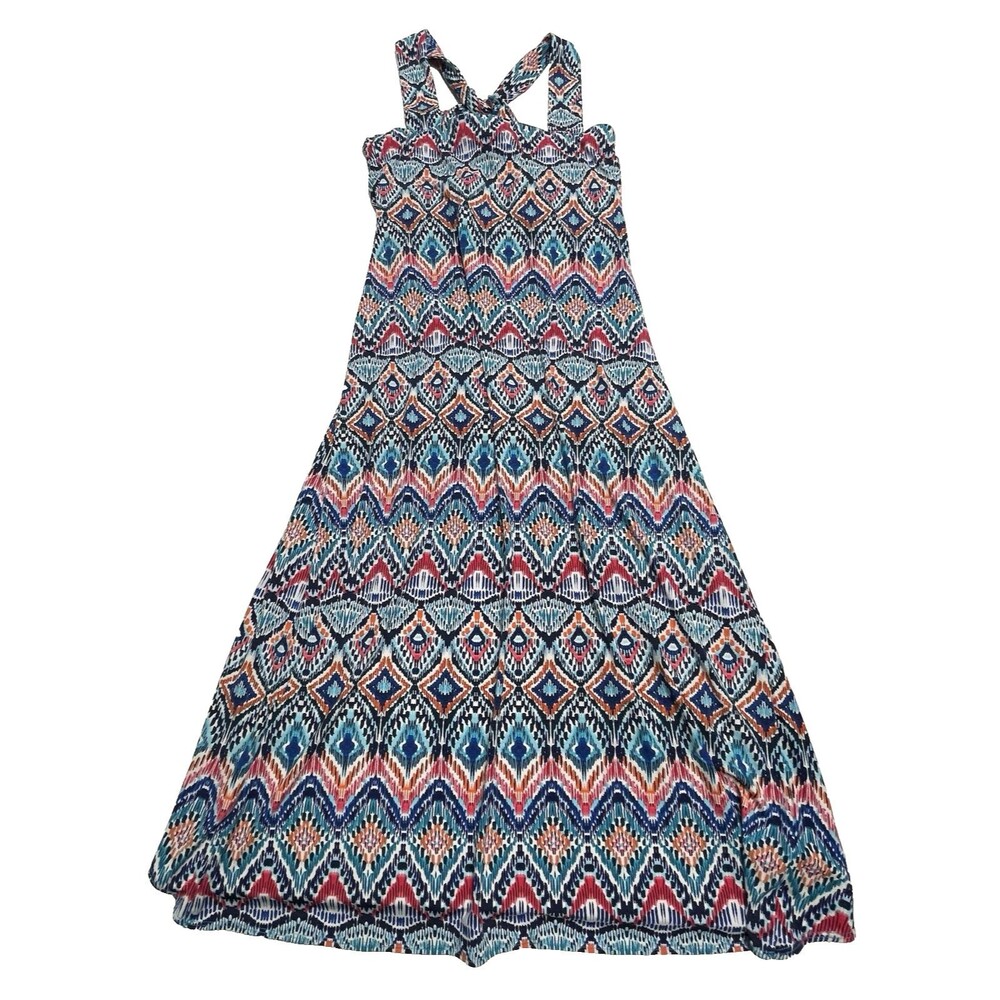 Tommy Bahamas Dress Prima Peacock Midi Halter Stretch Women's Size Medium
